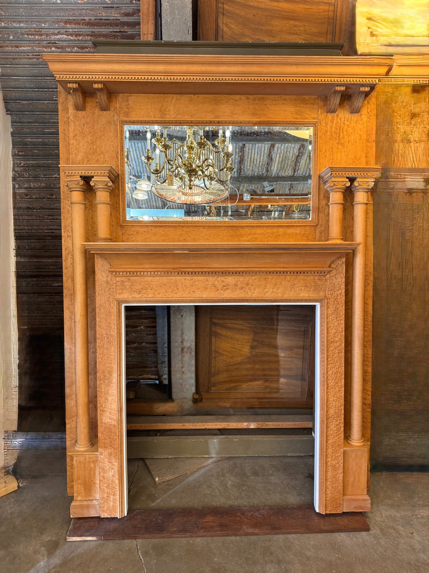 Vintage Birds Eye Maple Fireplace Surround