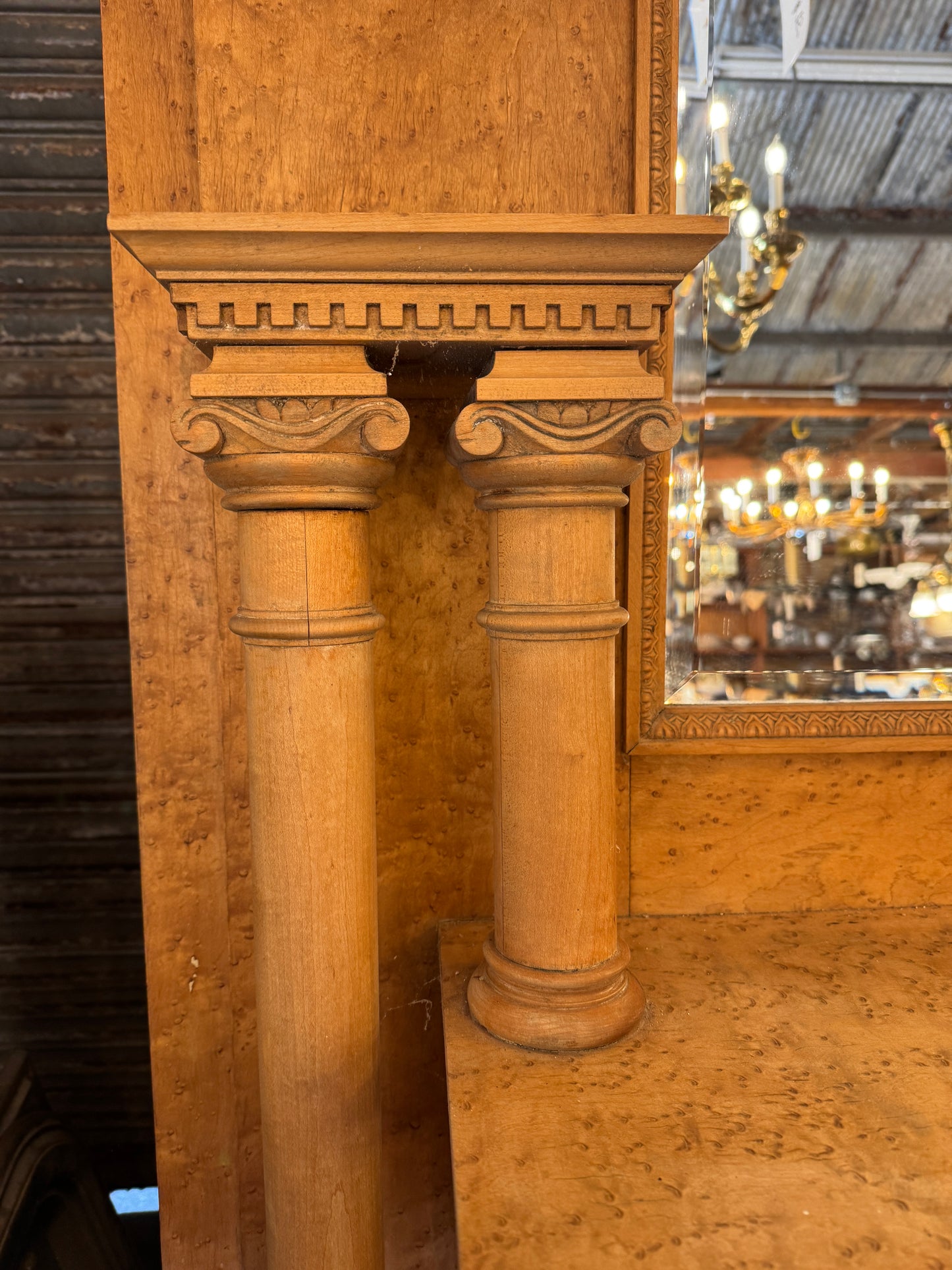 Vintage Birds Eye Maple Fireplace Surround