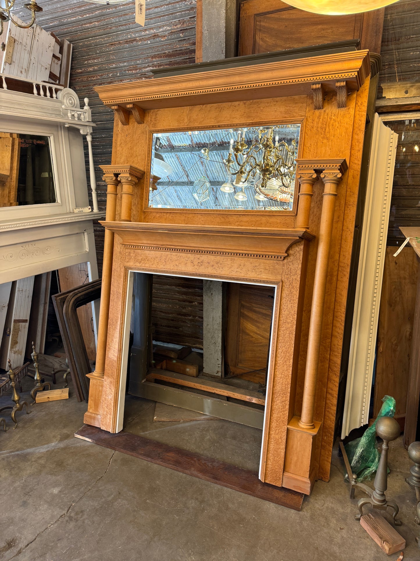 Vintage Birds Eye Maple Fireplace Surround