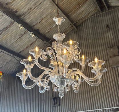 Venetian Primiero Murano Glass 12-Arm Chandelier