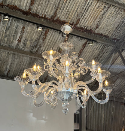 Venetian Primiero Murano Glass 12-Arm Chandelier