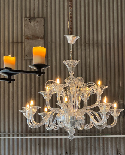 Venetian Primiero Murano Glass 12-Arm Chandelier