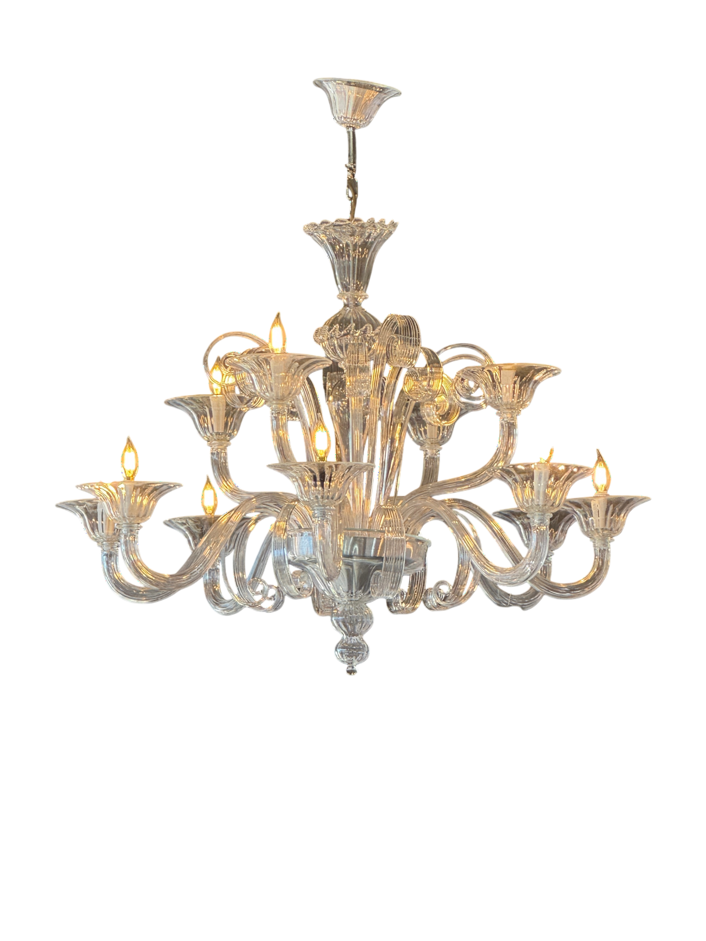 Venetian Primiero Murano Glass 12-Arm Chandelier