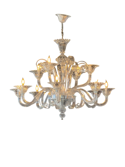 Venetian Primiero Murano Glass 12-Arm Chandelier