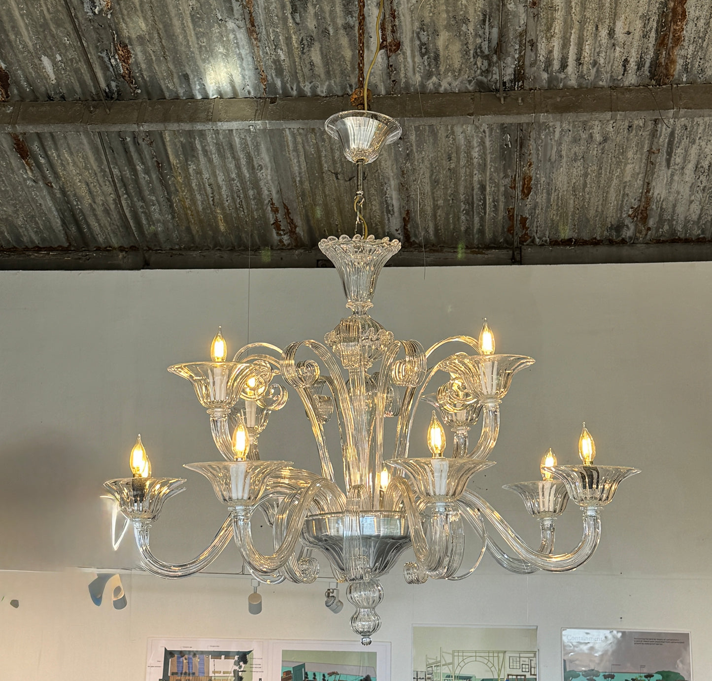 Venetian Primiero Murano Glass 12-Arm Chandelier