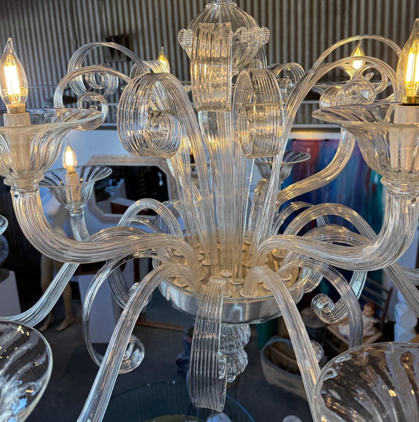 Venetian Primiero Murano Glass 12-Arm Chandelier