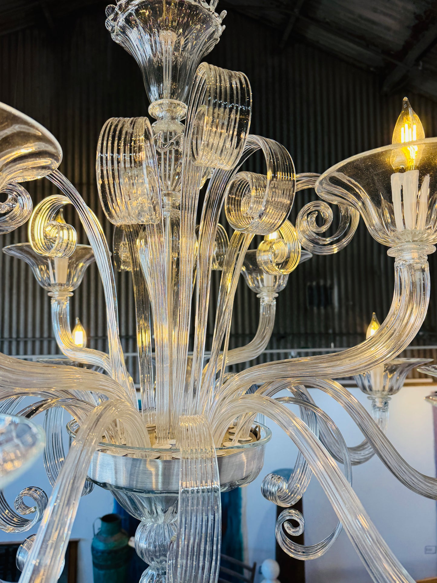 Venetian Primiero Murano Glass 12-Arm Chandelier