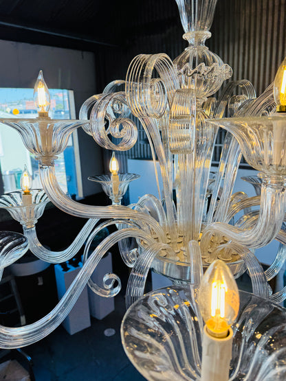 Venetian Primiero Murano Glass 12-Arm Chandelier