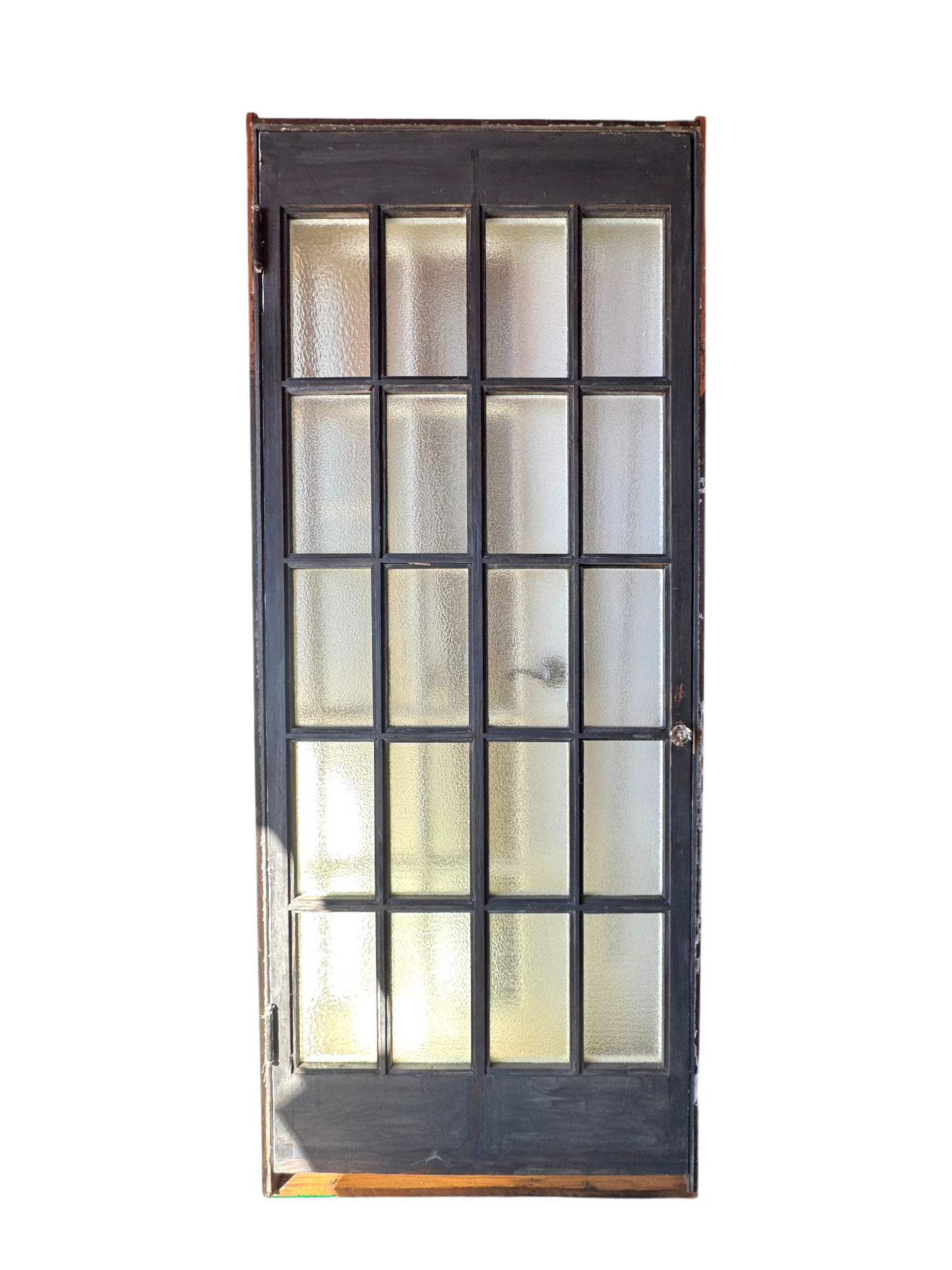 Large Antique 20-Lite Door Obscure Glass In Jamb