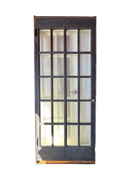 Large Antique 20-Lite Door Obscure Glass In Jamb