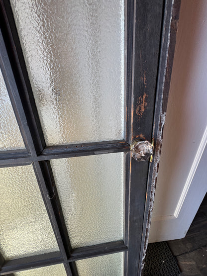 Large Antique 20-Lite Door Obscure Glass In Jamb