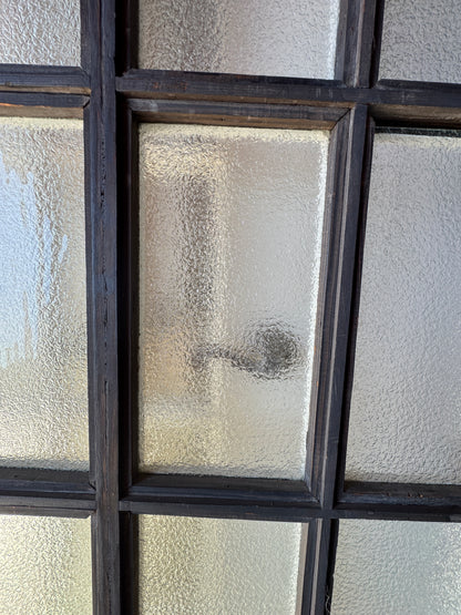 Large Antique 20-Lite Door Obscure Glass In Jamb
