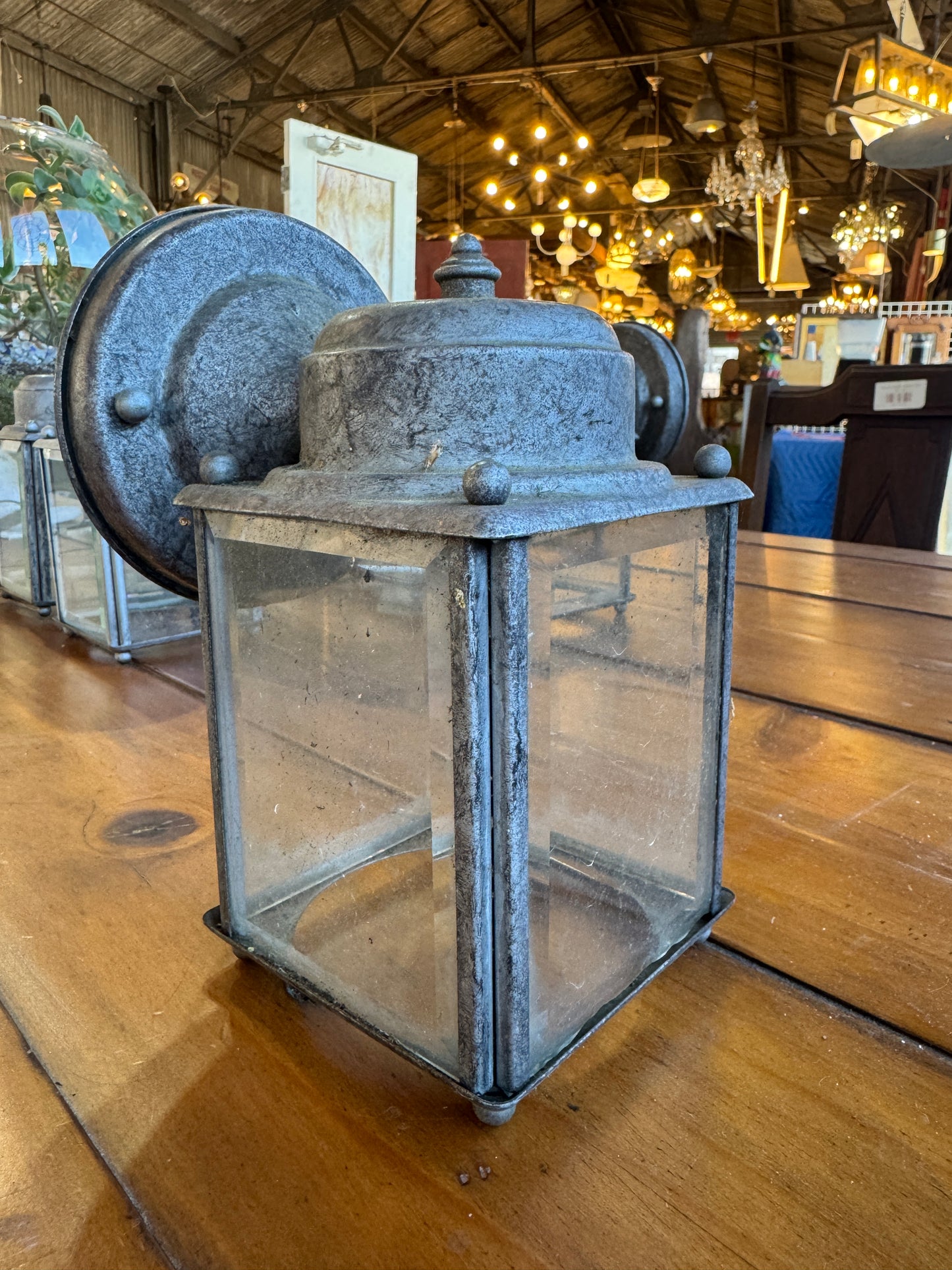 (6) Vintage Exterior Lamps With Beveled Glass