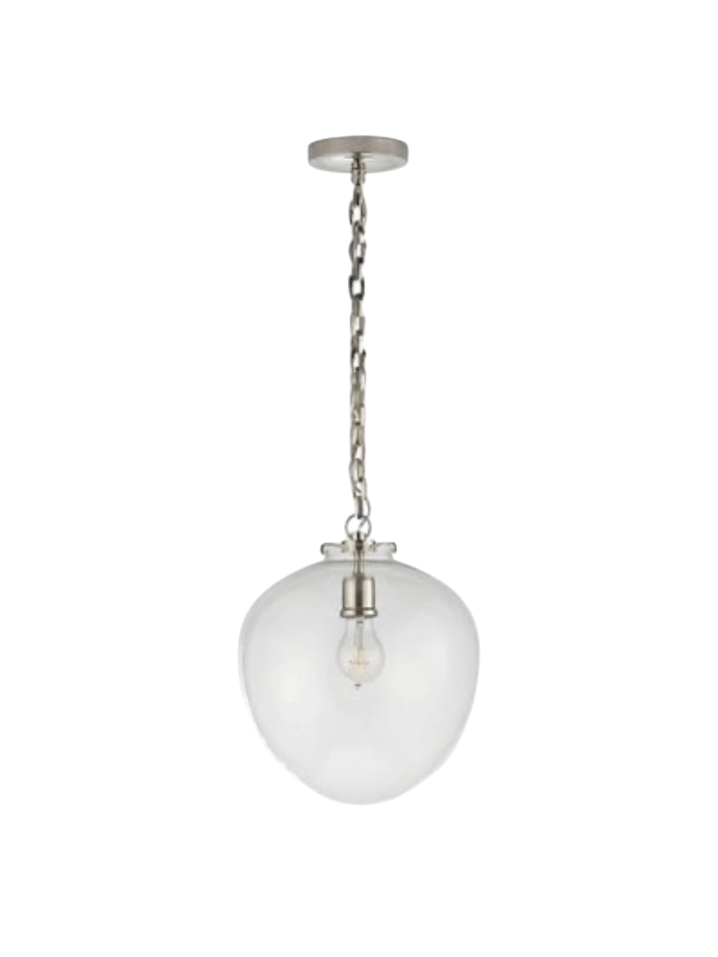 Visual Comfort Katie Pendant In Polished Nickel With Clear Glass Acorn Globe
