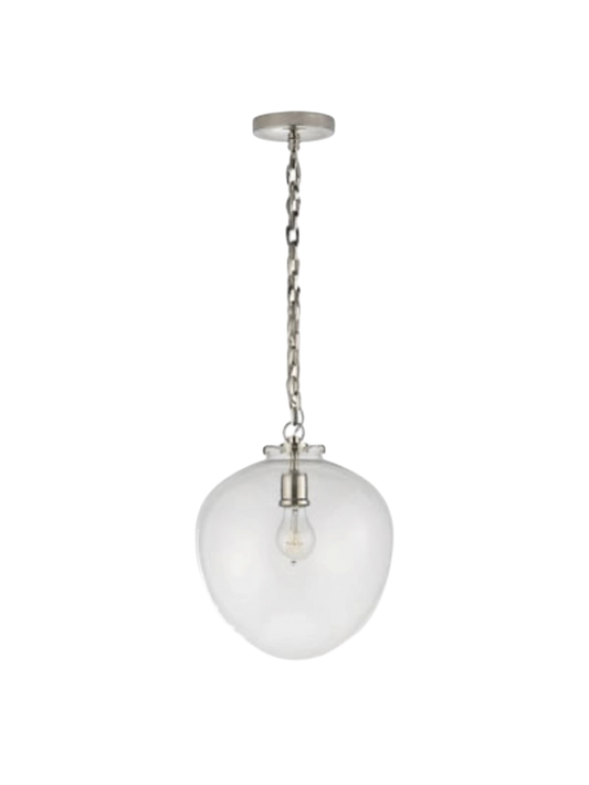 Visual Comfort Katie Pendant In Polished Nickel With Clear Glass Acorn Globe