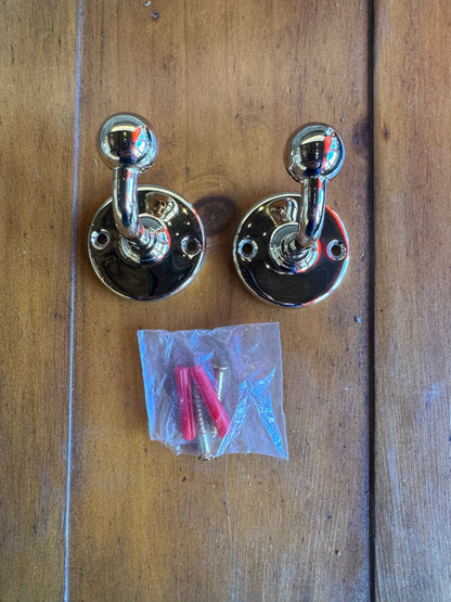 Pair of Lefroy Brooks LB 4942 AG Edwardian Robe Hooks Antique Gold