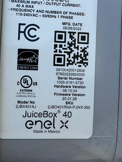 Enel X JuiceBox 40 Electric Vehicle Charging Station EV Home Charger