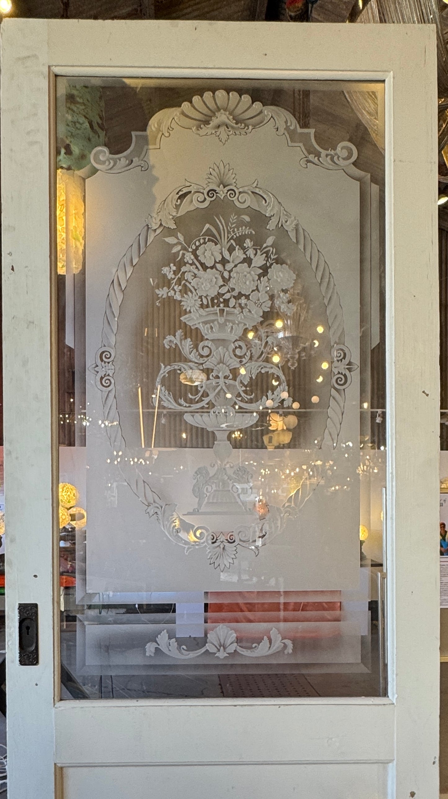Victorian Pocket Door With Etched Glass