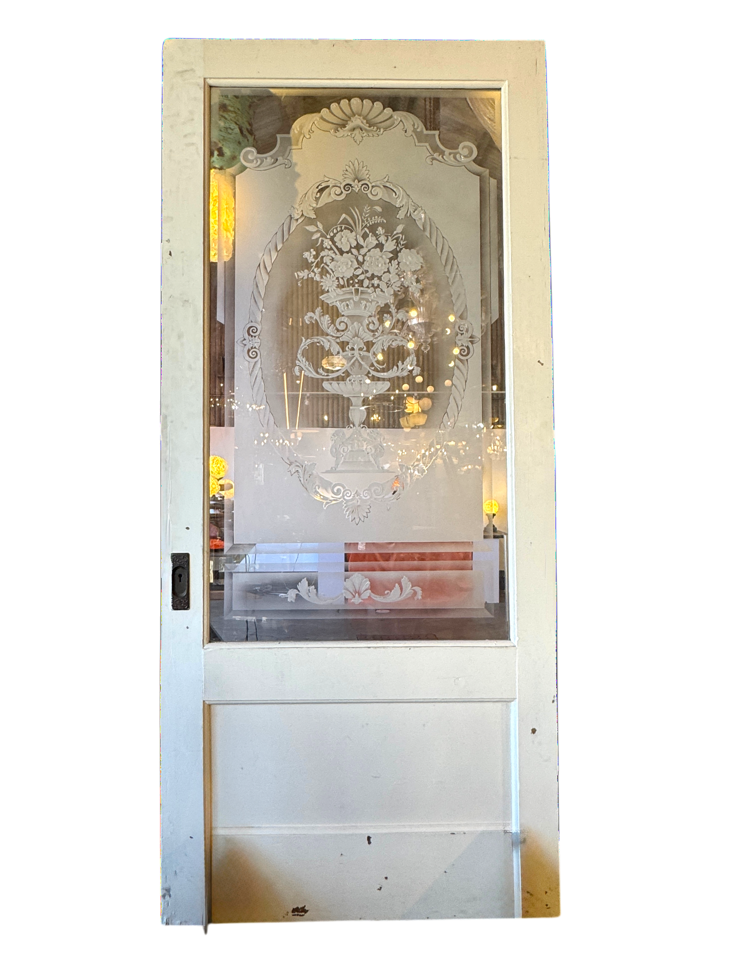 Victorian Pocket Door With Etched Glass
