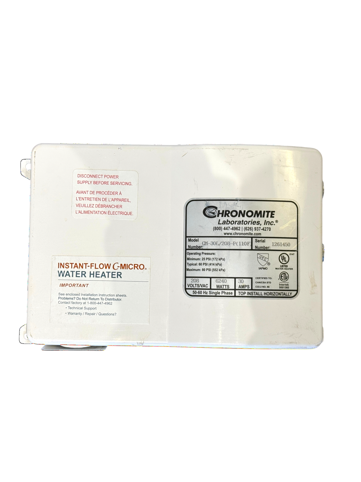 Chronomite CM-30L/208 Thermostatic Tankless Water Heater