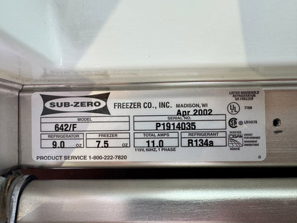 Sub-Zero 642 Stainless Steel Refrigerator