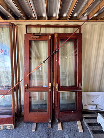 Historic Vintage Art Deco Wooden Double Doors In Jamb