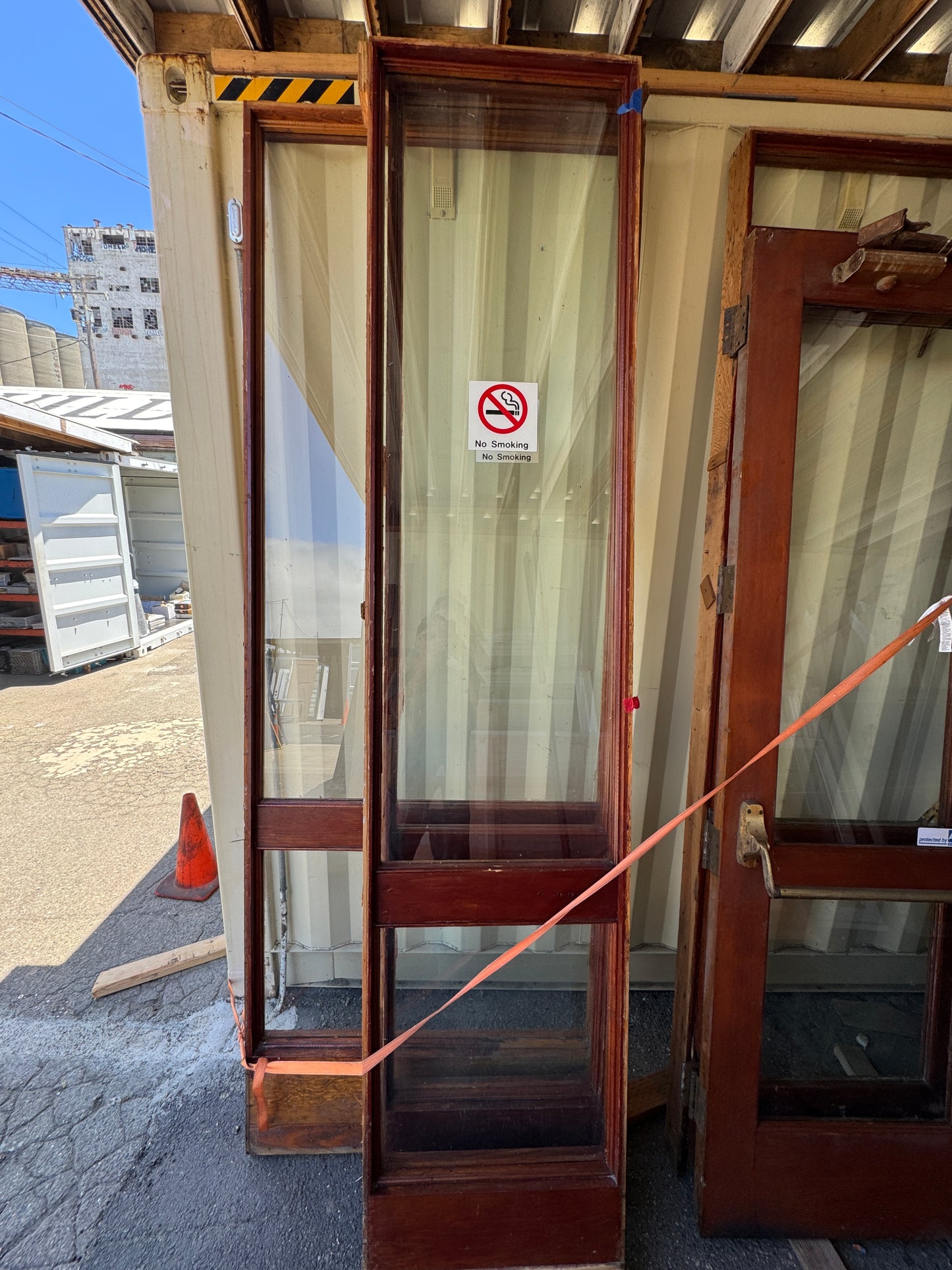 Historic Vintage Art Deco Wooden Double Doors In Jamb