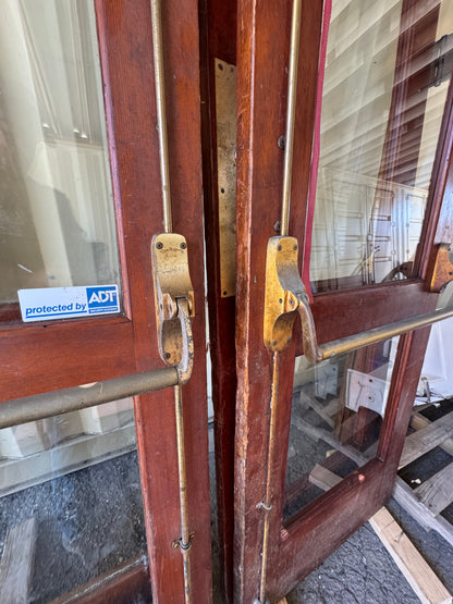 Historic Vintage Art Deco Wooden Double Doors In Jamb