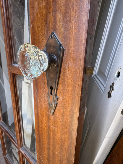 Vintage Mahogany Interior Door With Beveled Glass