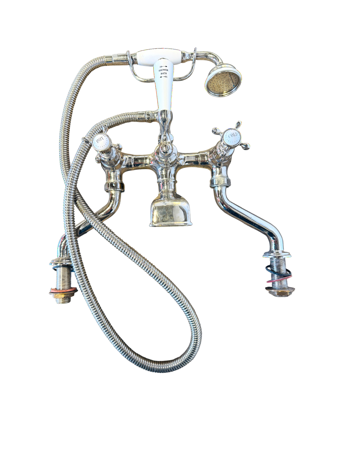 Perrin & Rowe Edwardian Tub Filler Built-In Diverter Hand Shower Polished Nickel