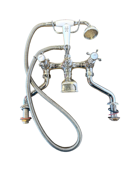 Perrin & Rowe Edwardian Tub Filler Built-In Diverter Hand Shower Polished Nickel