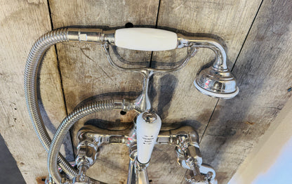 Perrin & Rowe Edwardian Tub Filler Built-In Diverter Hand Shower Polished Nickel