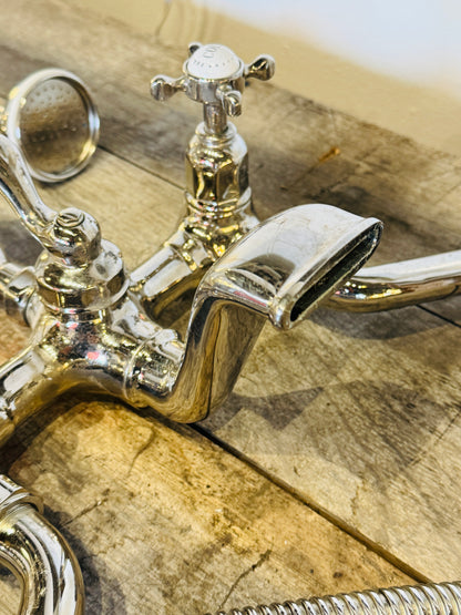 Perrin & Rowe Edwardian Tub Filler Built-In Diverter Hand Shower Polished Nickel