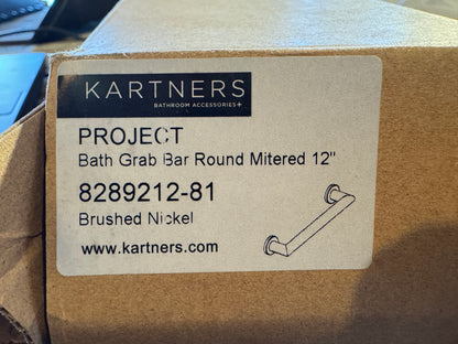 Kartners 12" Bath Grab Bar Round Mitered Brushed Nickel