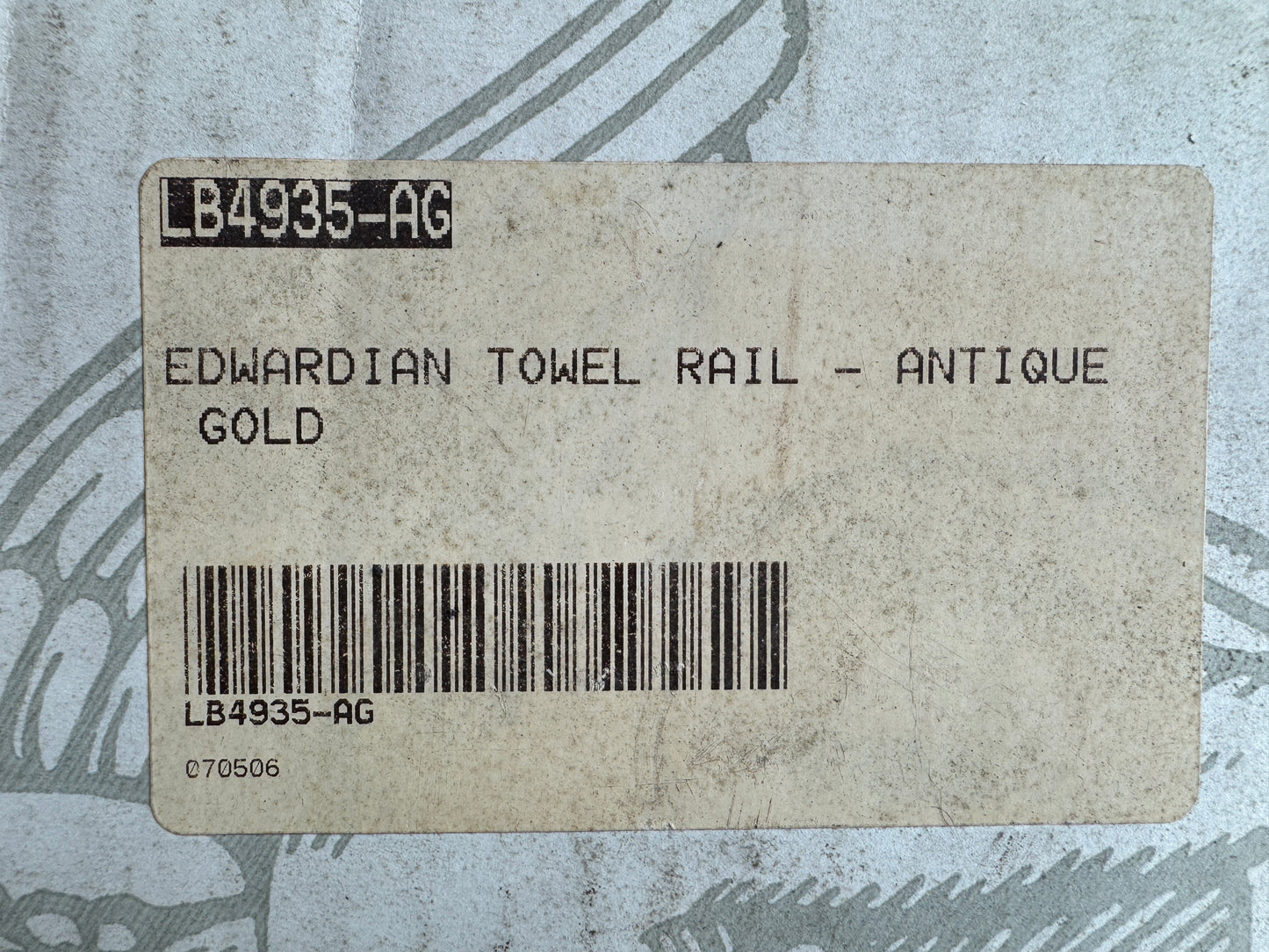 New Lefroy Brooks 20" Edwardian Towel Rail LB4935 Antique Gold