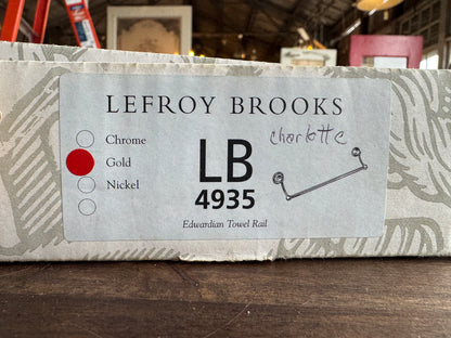 New Lefroy Brooks 20" Edwardian Towel Rail LB4935 Antique Gold