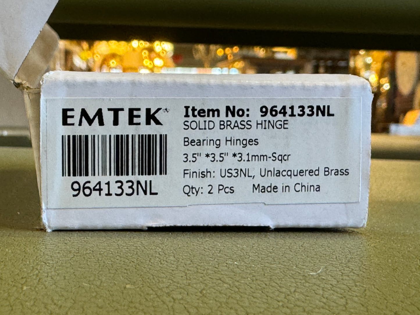 (6) Hinges Emtek Brass Heavy Duty Square Corner