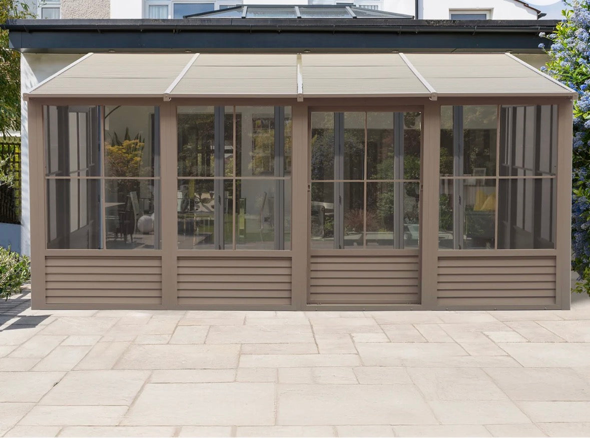 8X16 Tan Gazebo Penguin Florence Solarium With Polycarbonate Roof