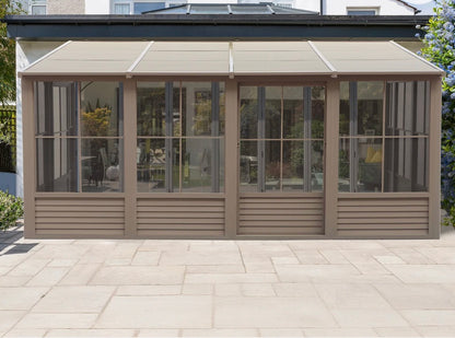 8X16 Tan Gazebo Penguin Florence Solarium With Polycarbonate Roof