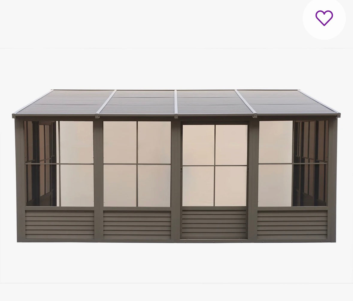 8X16 Tan Gazebo Penguin Florence Solarium With Polycarbonate Roof