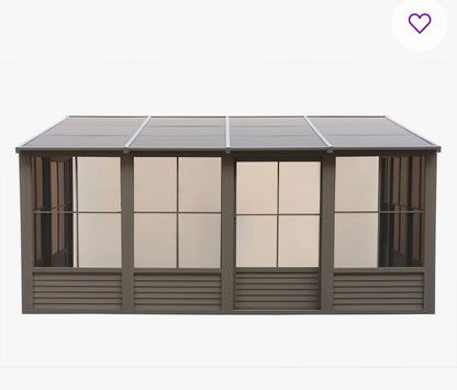 8X16 Tan Gazebo Penguin Florence Solarium With Polycarbonate Roof