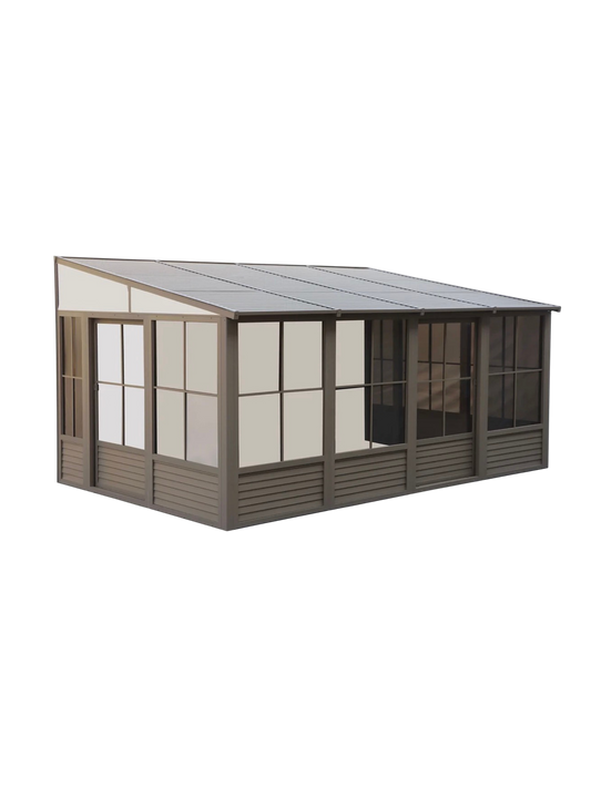 8X16 Tan Gazebo Penguin Florence Solarium With Polycarbonate Roof