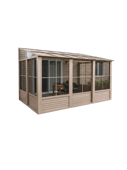 New 8X12 Tan Gazebo Penguin Florence Solarium Polycarbonate Roof