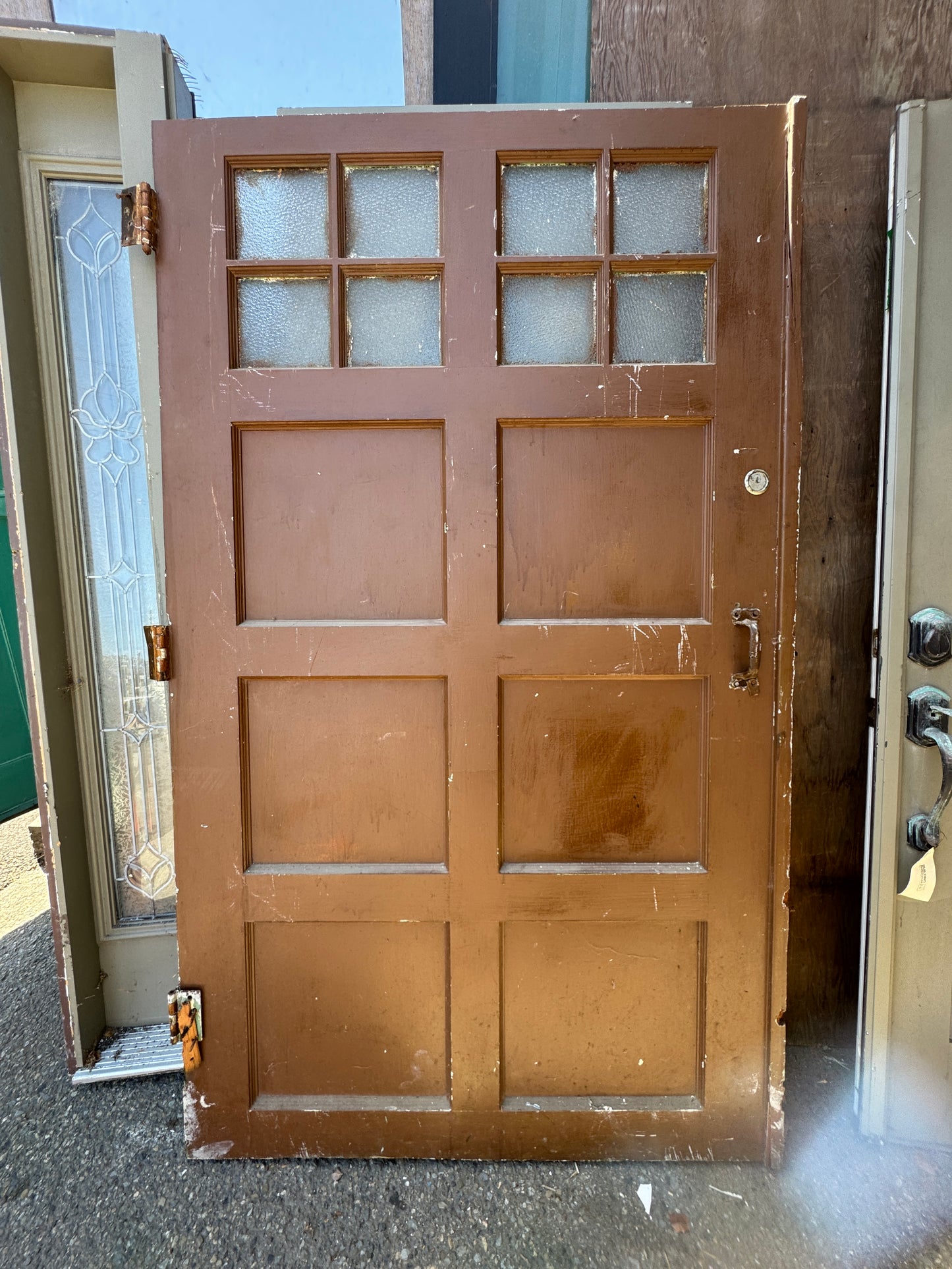 Vintage Redwood Swing Garage Door