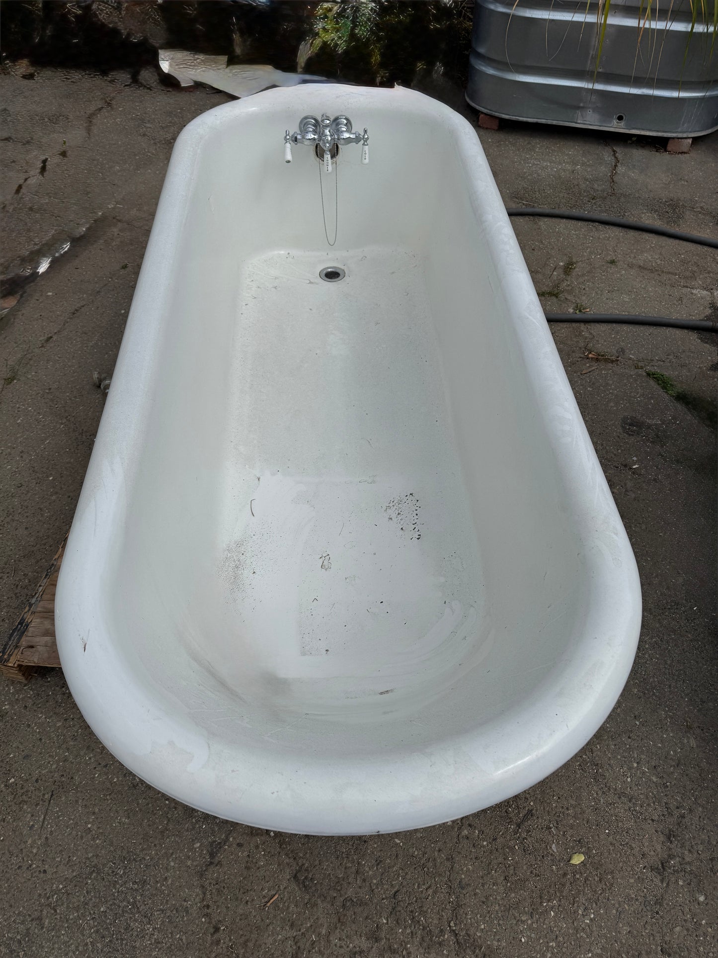 Antique Skirted Freestanding Cast Iron Pedestal Bathtub