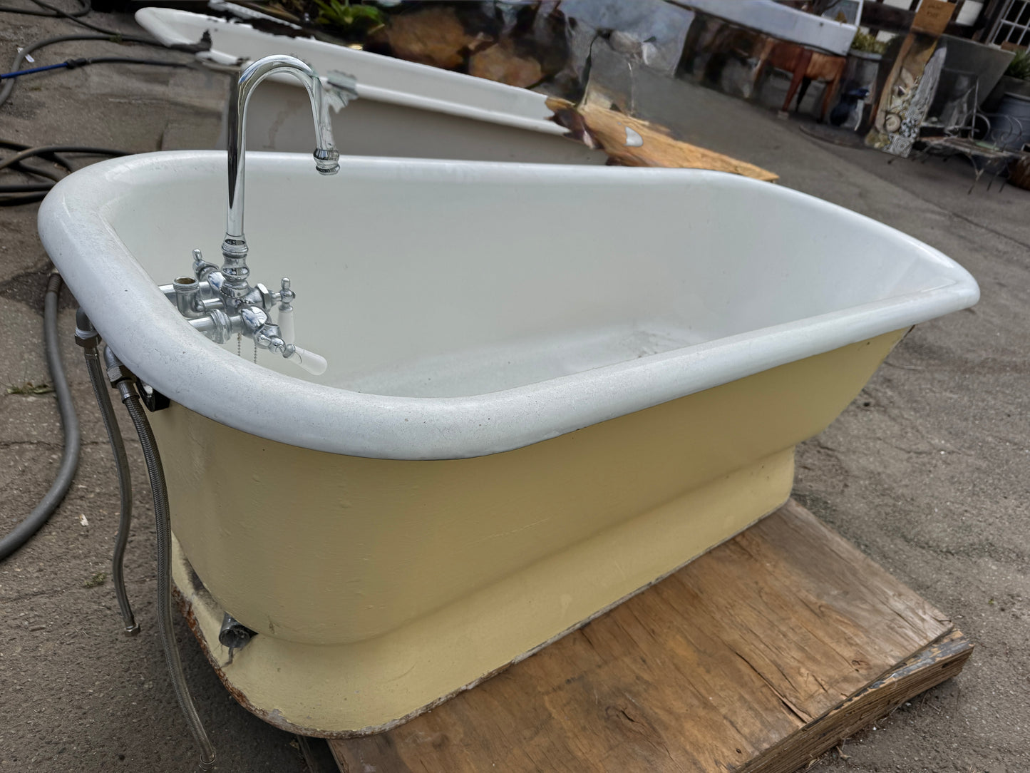 Antique Skirted Freestanding Cast Iron Pedestal Bathtub