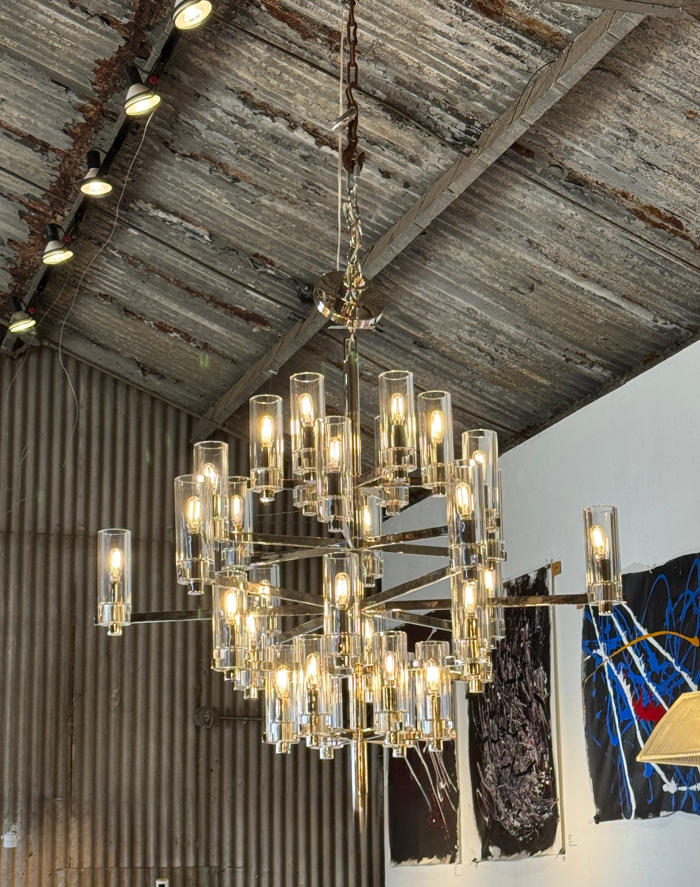 Sonnet Glass Large Chandelier by Visual Comfort Signature Polished Nickel