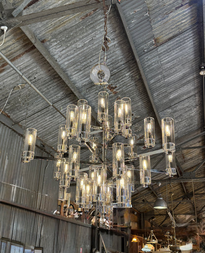 Sonnet Glass Large Chandelier by Visual Comfort Signature Polished Nickel