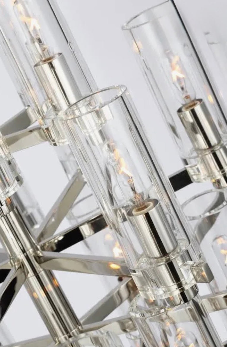 Sonnet Glass Large Chandelier by Visual Comfort Signature Polished Nickel