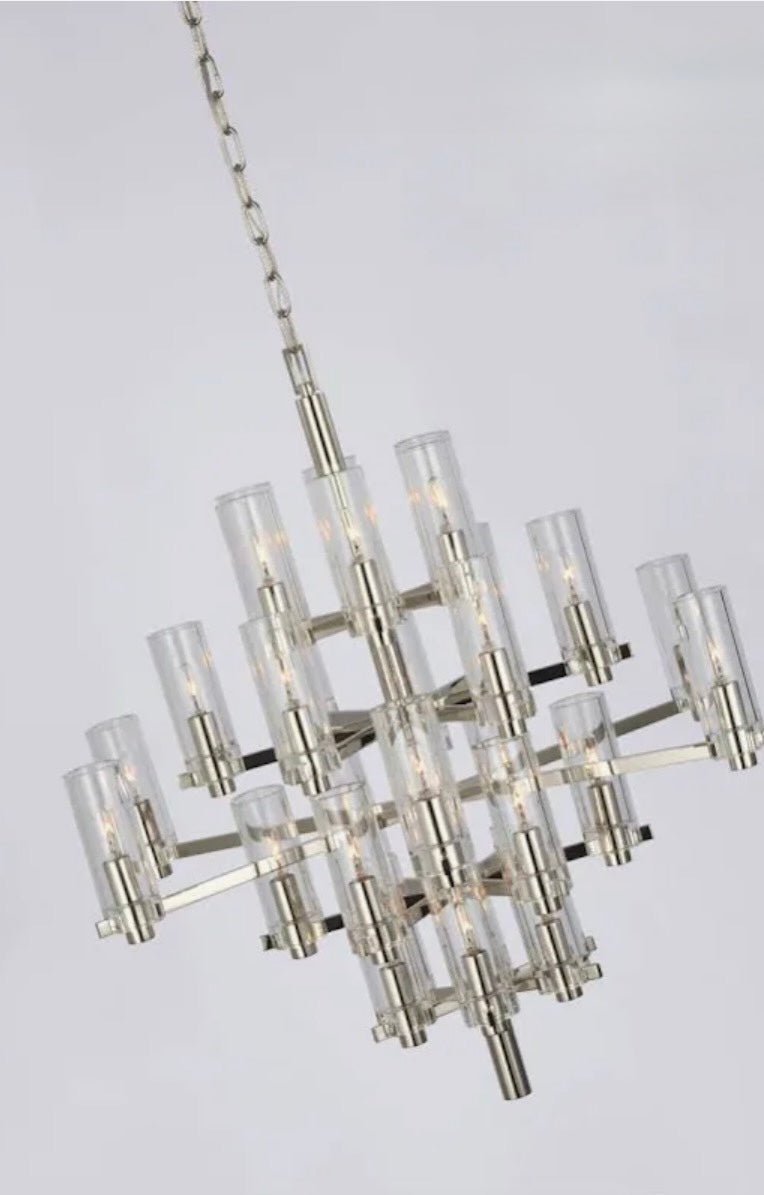 Sonnet Glass Large Chandelier by Visual Comfort Signature Polished Nickel